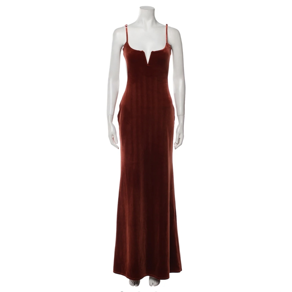 Michael Costello Burgundy Velvet Maxi Dress